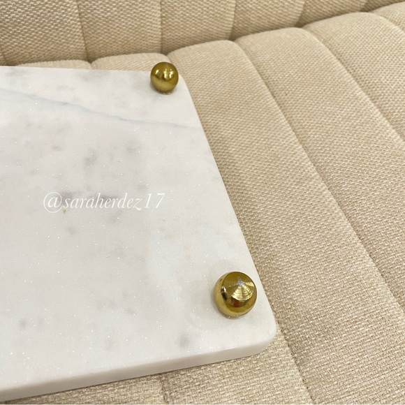 NEW Marble Tray Charcuterie Cutting Board with Gold Bow Accent - Picture 5 of 5